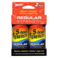 5-Hour Energy Energy Shot, Regular Strength, Berry, 2 Pack, 2 Each