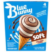 Blue Bunny Soft Chocolate Vanilla Frozen Dairy Dessert, 4 Each