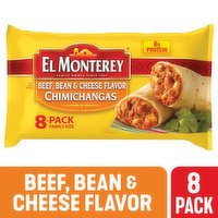 El Monterey Chimichangas, Beef, Bean & Cheese Flavor, 8-Pack, Family Size, 8 Each