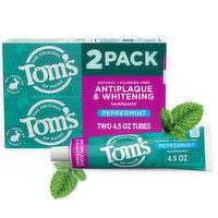 Tom's of Maine NaN Toothpaste, Peppermint, Antiplaque & Whitening, Value 2 Pack, 2 Each