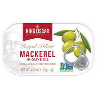 King Oscar Royal Fillets Mackerel, in Olive Oil, Skinless & Boneless, 4.05 Ounce