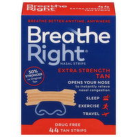 Breathe Right Nasal Strips, Tan, Extra Strength, 44 Each