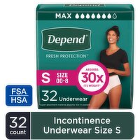 Depend Fresh Protection Incontinence Underwear for Women, Maximum Absorbency, 32 Each