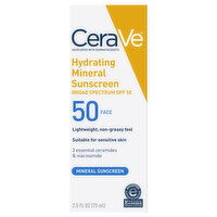 CeraVe Broad Spectrum SPF 50 Hydrating Mineral Sunscreen, 2.5 Fluid ounce