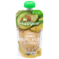 Happy Baby Organics Organic 2 (6+ Months) Banana, Pineapple, Avocado & Granola Baby Food, 4 Ounce