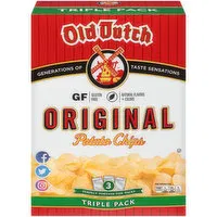 Old Dutch Foods Original Potato Chips Triple Pack, 15 Ounce