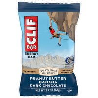 CLIF BAR - Peanut Butter Banana with Dark Chocolate Flavor - Made with Organic Oats - Energy Bars - Non-GMO - Plant Based Protein Bars (1 Count), 2.4 Ounce