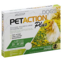 PetAction Plus Flea, Tick & Lice Treatment, for Dogs, 23-44 Lbs, 3 Each