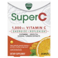 Vicks Super C Vitamin C & Zinc, 1,000 mg, Orange, Caplets, 28 Each