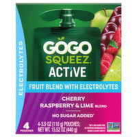 GoGo Squeez Fruit Blend, Cherry Raspberry & Lime, 4 Each