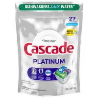 Cascade Platinum Dishwasher Detergent, Fresh Scent, ActionPacs, 27 Each