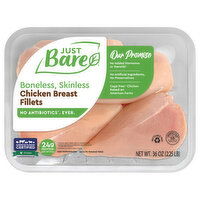 Just Bare Boneless Skinless Chicken Breast Fillets, 36 Ounce