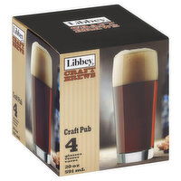 Libbey Craft Brews Glasses, Craft Pub, 20 oz, 4 Each