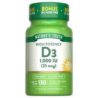Nature's Truth Softgels High Potency 25 mcg D3, 130 Each