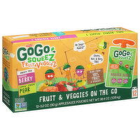 GoGo Squeez Fruit & Veggies On The Go, Boulder Berry, Zippin Zingin Pear, Variety Pack, 12 Each