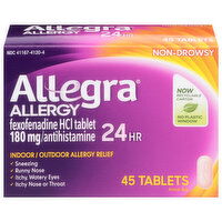 Allegra Allergy, 180 mg, 24 Hr, Non-Drowsy, Tablet, 45 Each