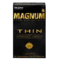 Trojan  Magnum Latex Thin Lubricated Condoms, 12 Each