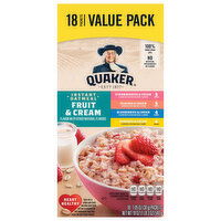 Quaker Instant Fruit & Cream Assorted Oatmeal Value Pack, 18 Each