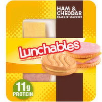 Lunchables Ham & Cheddar Cheese Cracker Stackers Snack Kit with Vanilla Creme Cookies, 3.5 Ounce