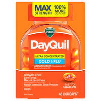 Vicks DayQuil Cold & Flu, Ultra Concentrated, Non-Drowsy, Liquicaps, 48 Each