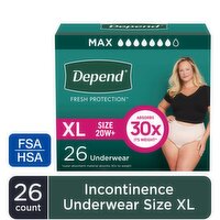 Depend Fresh Protection Incontinence Underwear for Women, Maximum Absorbency, XL, Blush, 26 Each