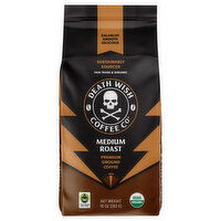 Death Wish Coffee Co Premium Ground Medium Roast Coffee, 10 Ounce