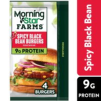 MorningStar Farms Veggie Burgers, Spicy Black Bean, 9.5 Ounce