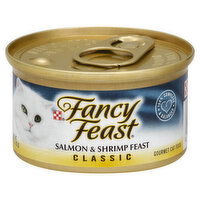 Fancy Feast Cat Food, Gourmet, Classic, Salmon & Shrimp Feast, 3 Ounce