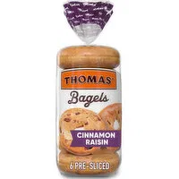 Thomas' Cinnamon Raisin Sliced Bagel- Full Size Bagels, 6  count, 20 oz, 6 Each