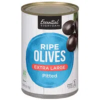 Essential Everyday Olives, Ripe, Pitted, Extra Large, 6 Ounce