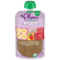 Plum Organics Fruit & Veggie Blend Banana, White Bean, Strawberry + Chia 4oz Pouch, 4 Ounce