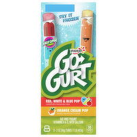 Go-Gurt Yogurt, Fat Free, Red, White & Blue Pop/Orange Cream Pop, 8 Each