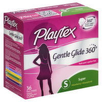 Playtex Gentle Glide 360 Tampons, Plastic, Super Absorbency, Fresh Scent, 36 Each