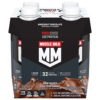 Muscle Milk Protein Shake, Non-Dairy, Knockout Chocolate, 4 Each