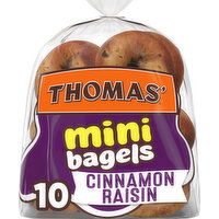 Thomas' Cinnamon Raisin Pre-sliced Mini Bagels, 10 count, 15 oz, 10 Each