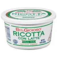 BelGioioso Con Latte Cheese, Ricotta, Whole Milk, 16 Ounce