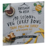 Passage to Asia Veg Curry Bowl, Thai Yellow Curry with Jasmine Rice, Mild, 90 Second, 9.9 Ounce