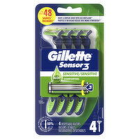 Gillette Sensor3 Sensitive Men's Disposable Razor, 4 Razors, 4 Each