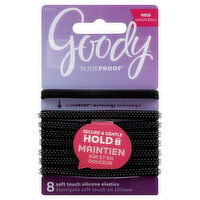 Goody SlideProof Elastics, Silicone, Soft Touch, 8 Each