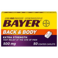 Bayer Back & Body, Extra Strength, 500 mg, Coated Caplets, 50 Each