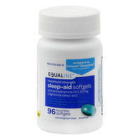 Equaline Sleep-Aid, Nighttime, Maximum Strength, Liquid Filled Softgels, 96 Each