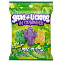 Shaq-A-Licious Candy, Green Watermelon, Mixed Berry & Pineapple, XL Gummies, 6.2 Ounce