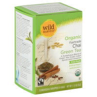 Wild Harvest Green Tea, Organic Fairtrade, Chai, Individually Wrapped Tea Bags, 16 Each