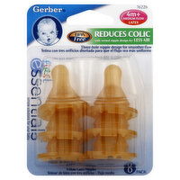 Gerber First Essentials Nipples, Medium Flow, Latex, 4M+, 6 Each