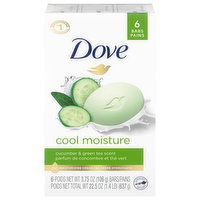 Dove Beauty Bar, Cool Moisture, Cucumber & Green Tea Scent, 6 Each