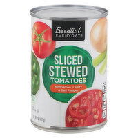 Essential Everyday Tomatoes with Onion, Celery & Bell Pepper, Sliced, Stewed, 14.5 Ounce