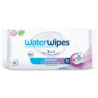 WaterWipes Sensitive+ Body & Intimate Wipes 3-In-1 Cleans, Cares, Protects, 99.9% Water, Unscented & Hypoallergenic Hygiene Wet Wipes, Adult Care, 3 Packs, 30 Each