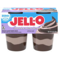 Jell-O Zero Sugar Chocolate Vanilla Swirls Pudding Snack Cups, 4 Each