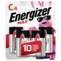 Energizer Max Batteries, Alkaline, C, 4 Pack, 4 Each