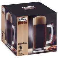 Libbey Craft Brews Glasses, Lager Stein, 22 oz, 4 Each